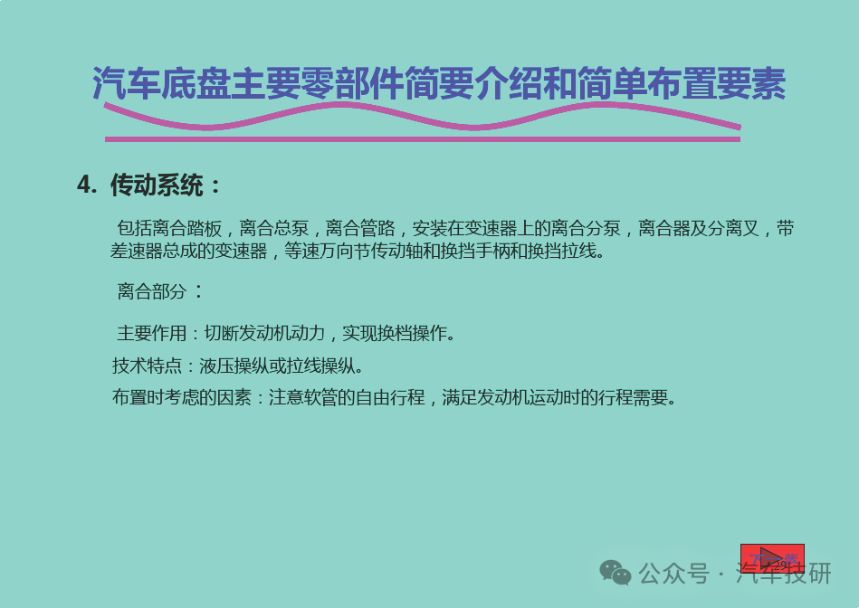 汽车底盘主要零部件简要介绍和简单布置要素